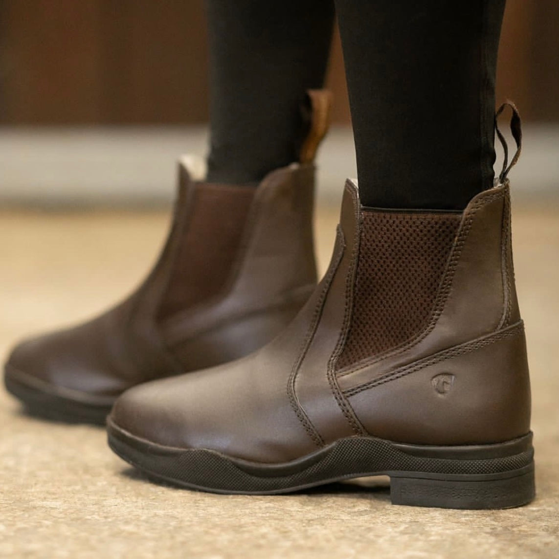 HY Fleece Lined Wax Leather Zip Jod Boot - Main Image