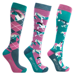 Hy Equestrian Horsing Around Socks (Pack of 3)