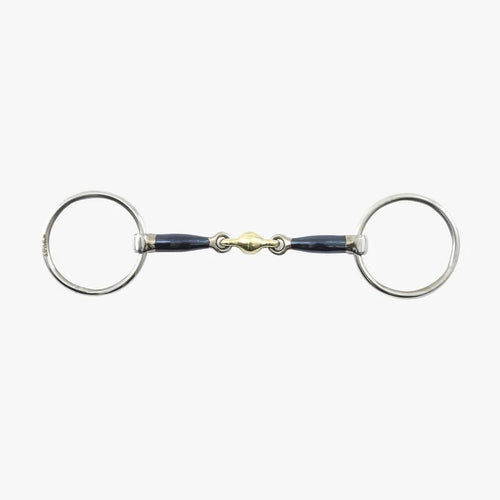 Loose Ring Blue Sweet Iron Snaffle with Brass Alloy Lozenge Bit