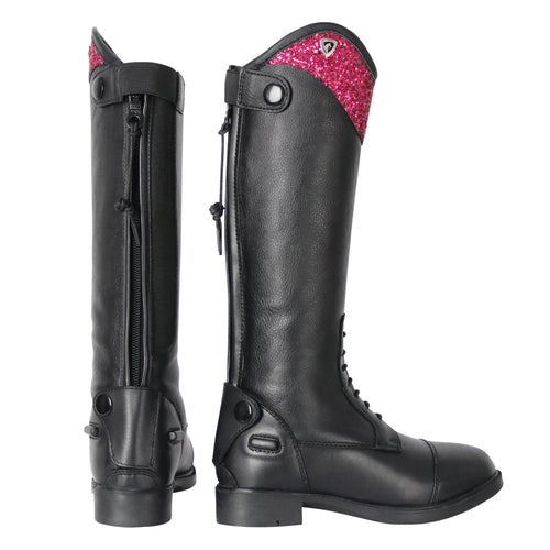 HY Erice Pink Glitter Top Kids Riding Boots