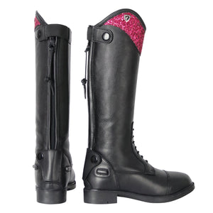 HY Erice Pink Glitter Top Kids Riding Boots