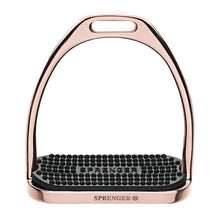 Load image into Gallery viewer, Sprenger Rose Gold Stirrups with Rubber Treads