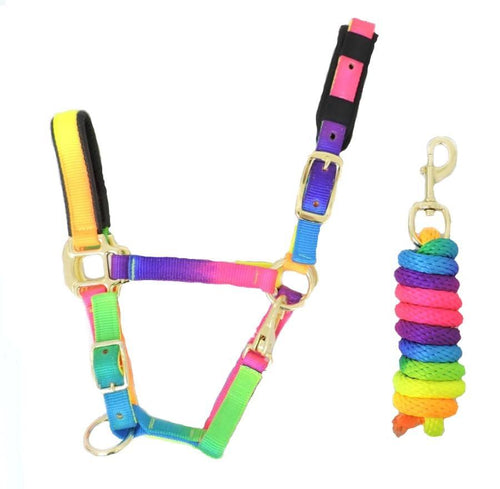 KM Elite Rainbow Headcollar & Rope Set