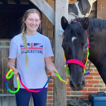 Load image into Gallery viewer, KM Elite Rainbow Headcollar &amp; Rope Set